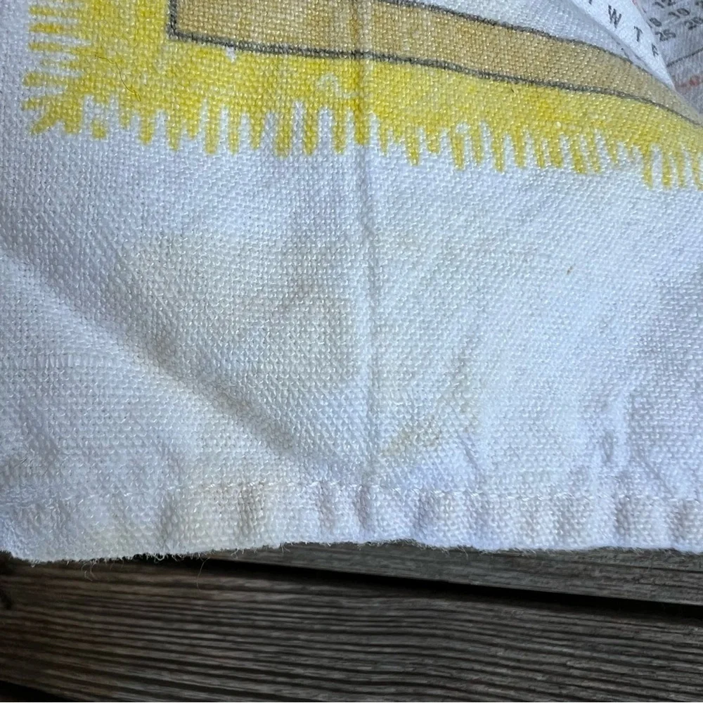 Vintage 1984 Linen Tea Towel Calendar Help With The Dishes